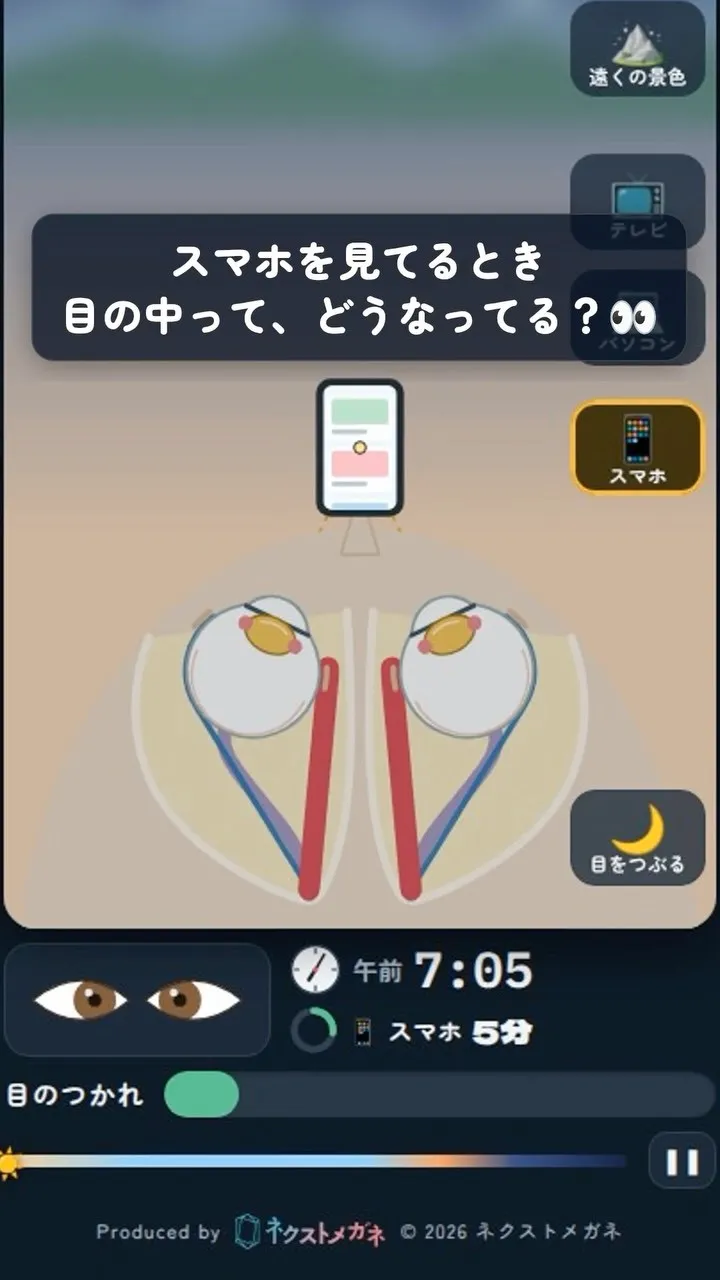 スマホを見てるあいだ、目の中では
